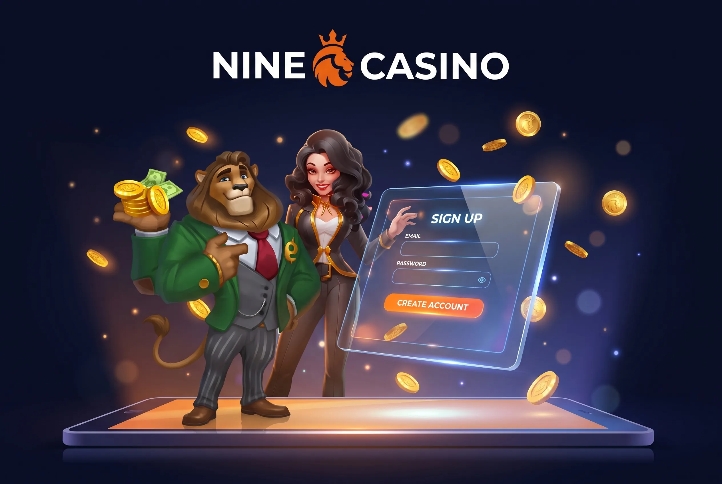 Illustration NineCasino : créer un compte
